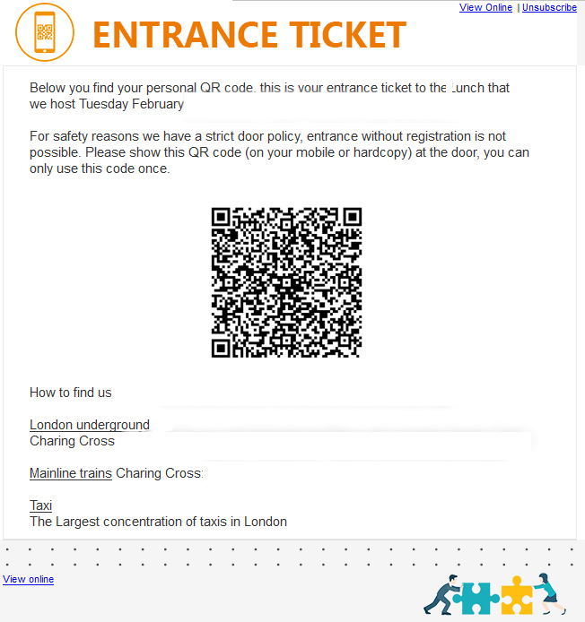 Entrance ticket met QR code